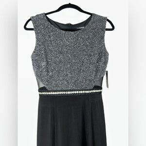 EnFocus Studio Black Cocktail Party Prom Dress Long Sheer Glitter  Size 6 NWT